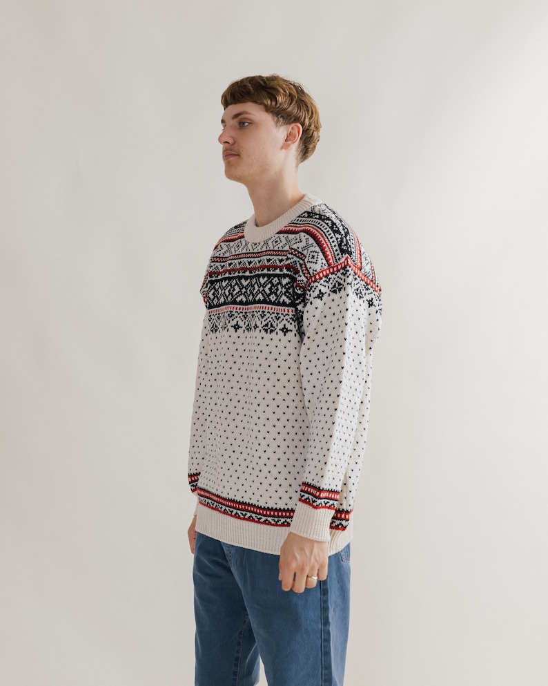 Vintage Norwear Icelandic Made Pure New Wool White Jumper L