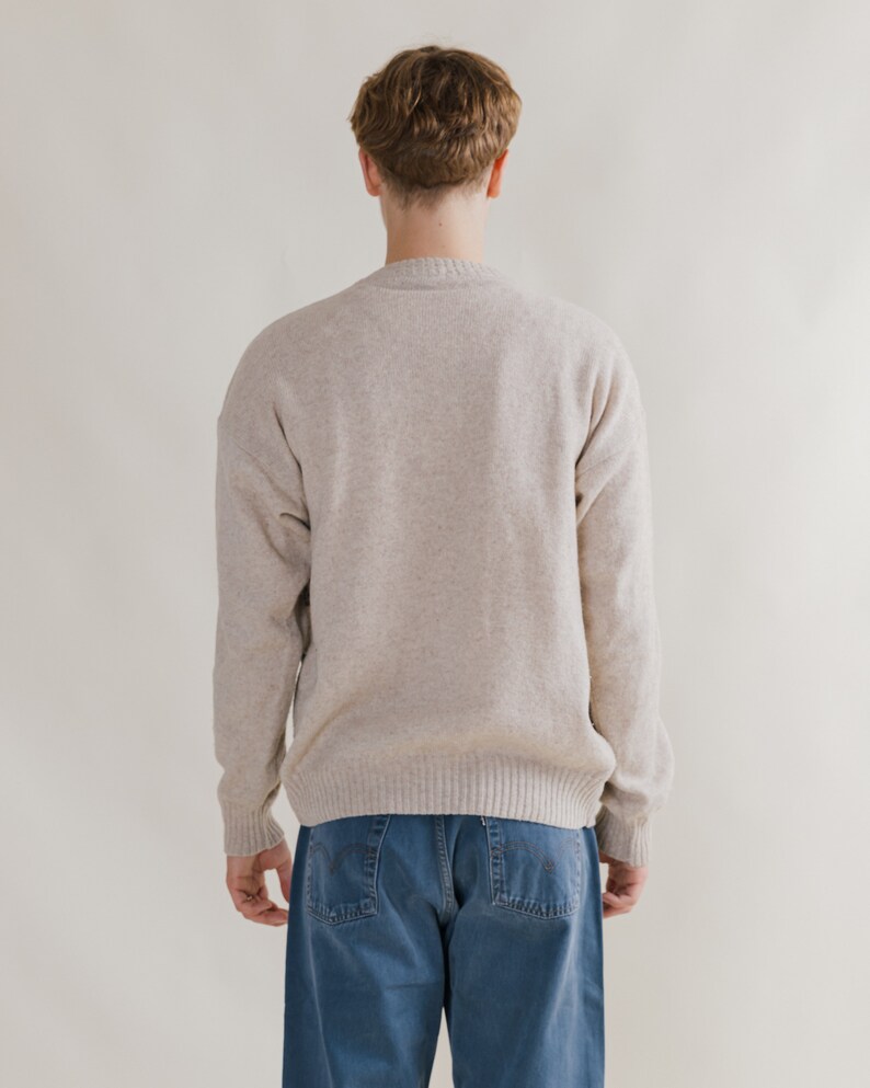 Vintage 90s Abstract Pattern Cream Roundneck Jumper M/L