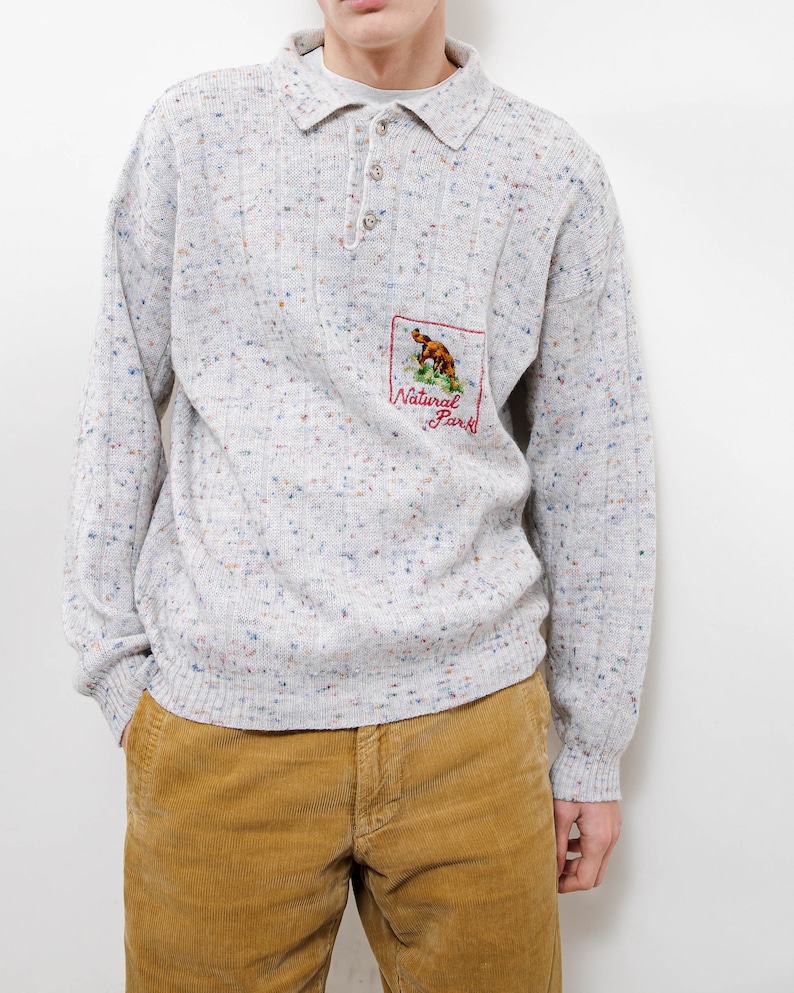 Vintage 90s Polo Half Button Embroidery Fox Jumper Men L