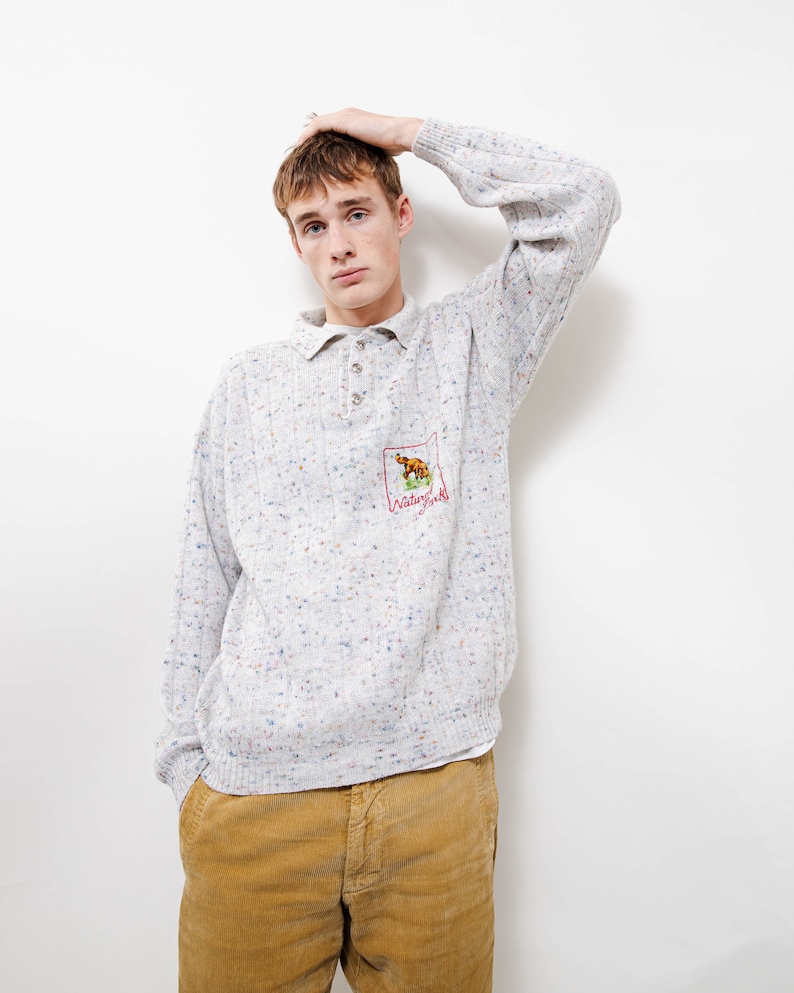 Vintage 90s Polo Half Button Embroidery Fox Jumper Men L