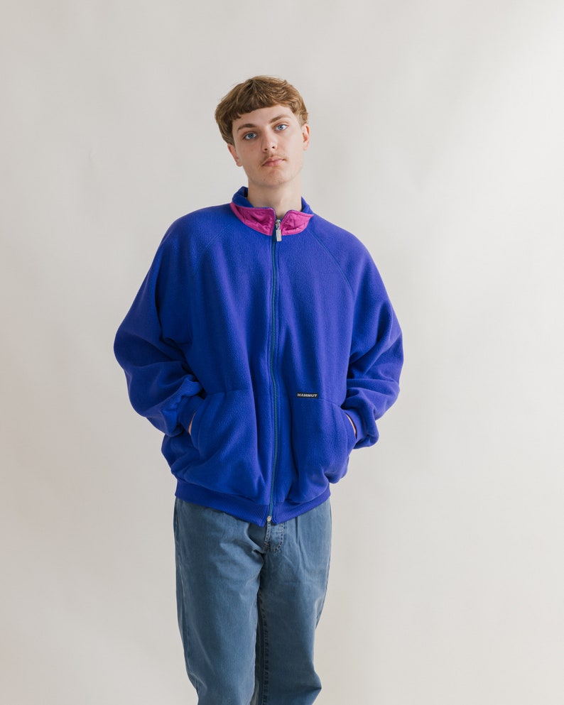 Vintage 90s Purple Zip Up High Neck Unisex Fleece W/Pockets