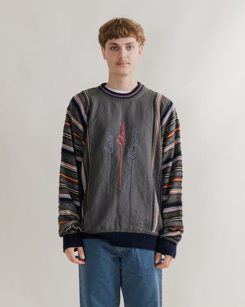 Vintage 90s Carlo Colucci Crazy Pattern Linen&Viscose Jumper