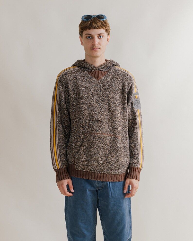 Vintage Y2k Ripley Skater Hooded Steeve Stripe Brown Jumper