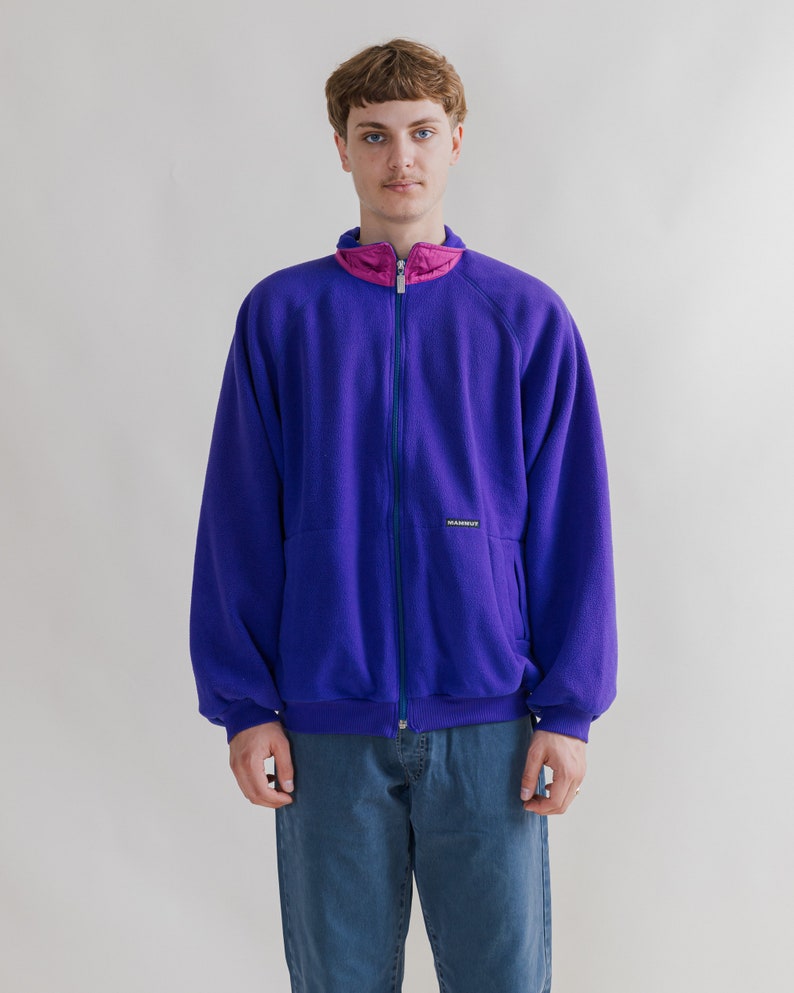 Vintage 90s Purple Zip Up High Neck Unisex Fleece W/Pockets