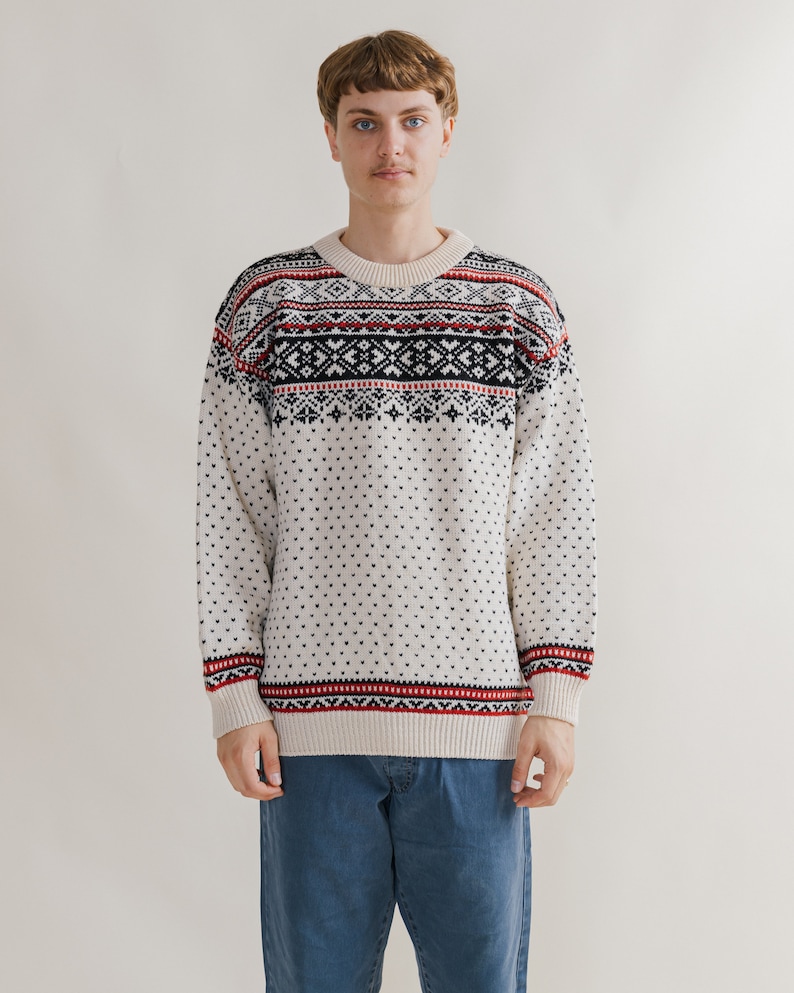 Vintage Norwear Icelandic Made Pure New Wool White Jumper L