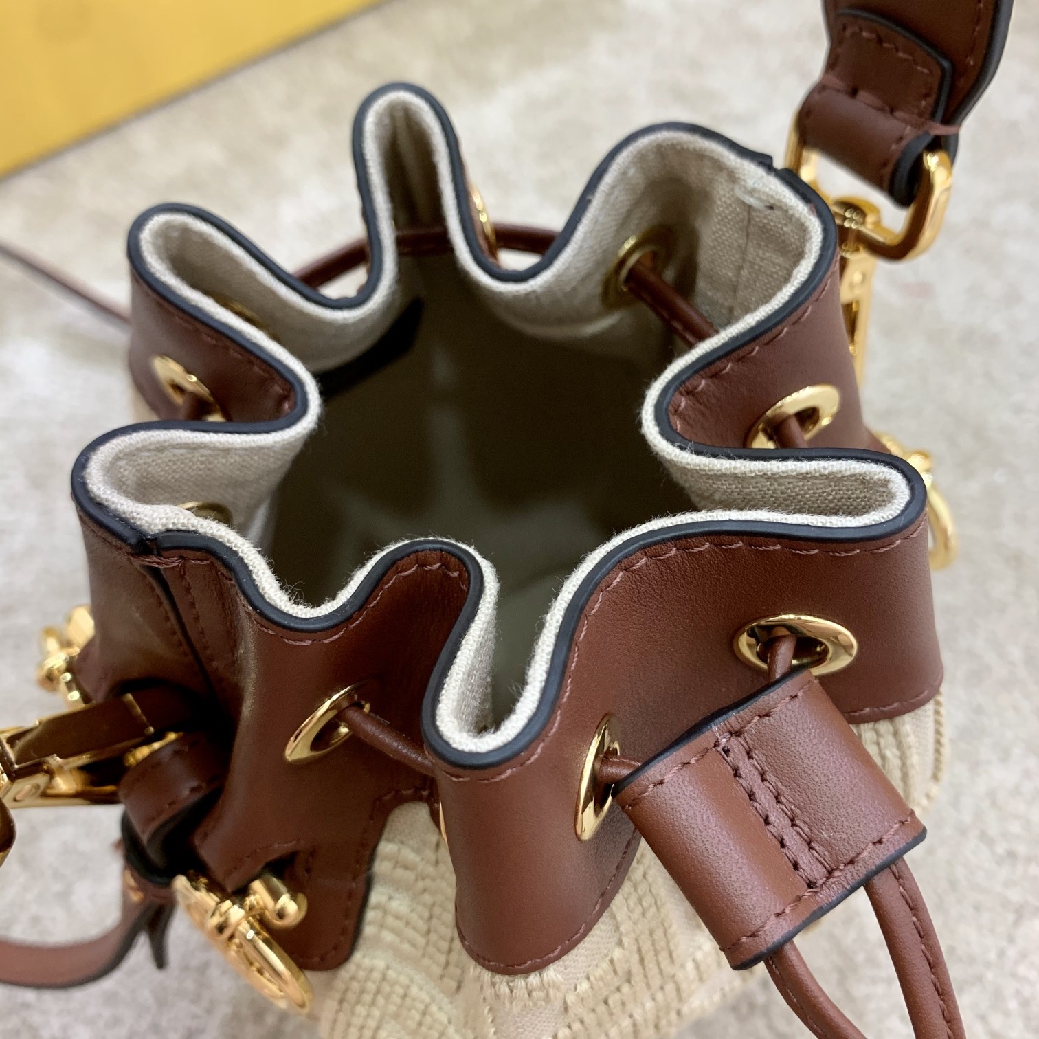 FENDI fabric embroidered bucket bag