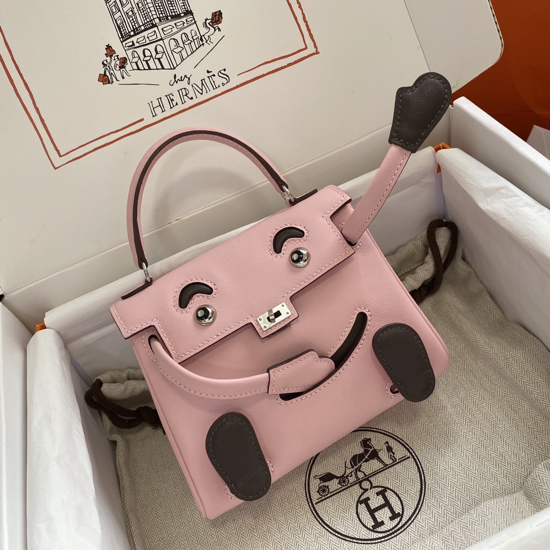 Kelly doll doll bag swift cherry blossom pink silver buckle