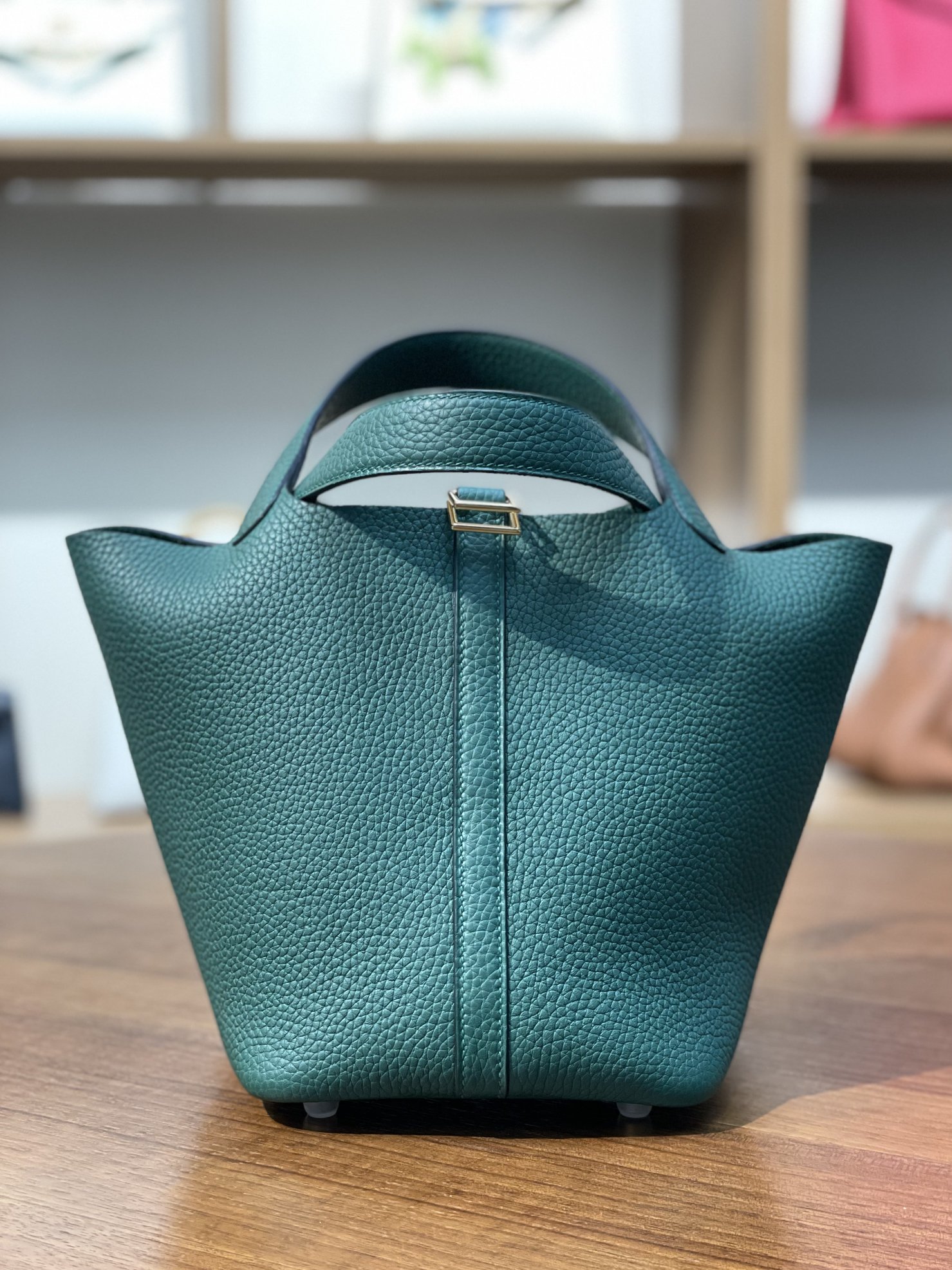 picotin18 dark green TC leather gold buckle