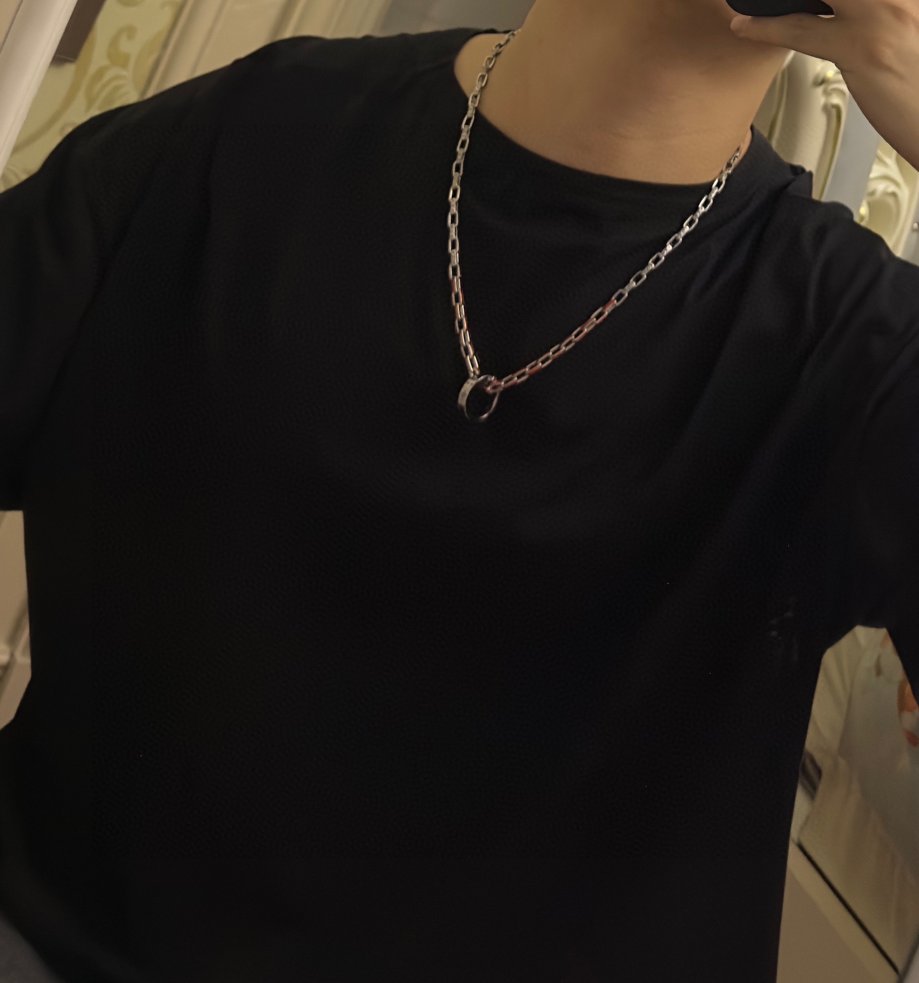 Louis Vuitton Rockabilly punk thai silver vintage silver necklace for couples with 60cm adjustable length