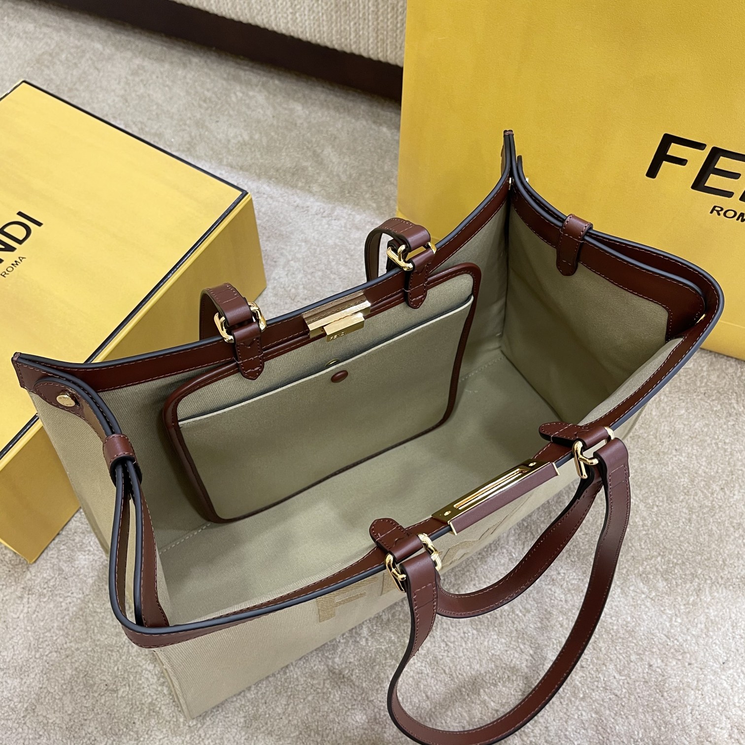 FENDI latest Peekaboo X-Tote beige