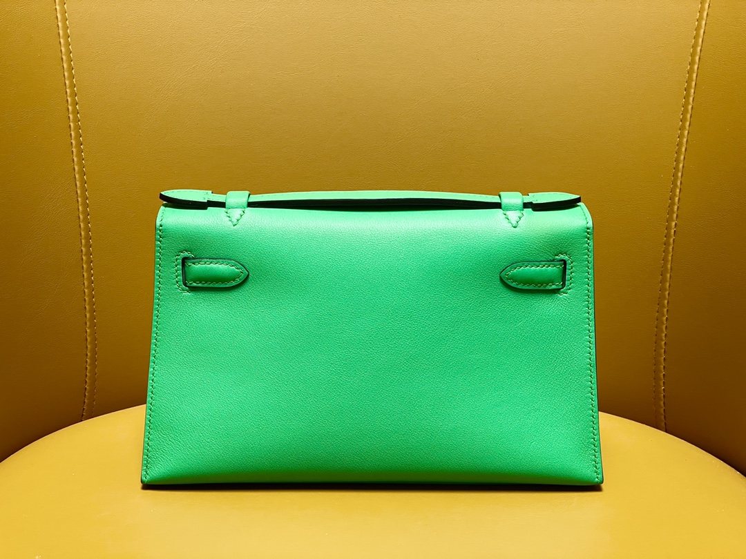 Mini Kelly generation 1K bamboo green swift silver buckle