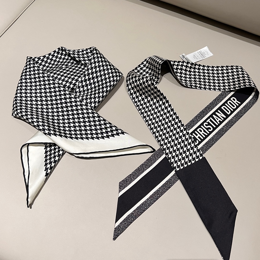 𝐃𝐢𝐨𝐫 ·《千鸟格方巾》黑色100%桑蚕丝