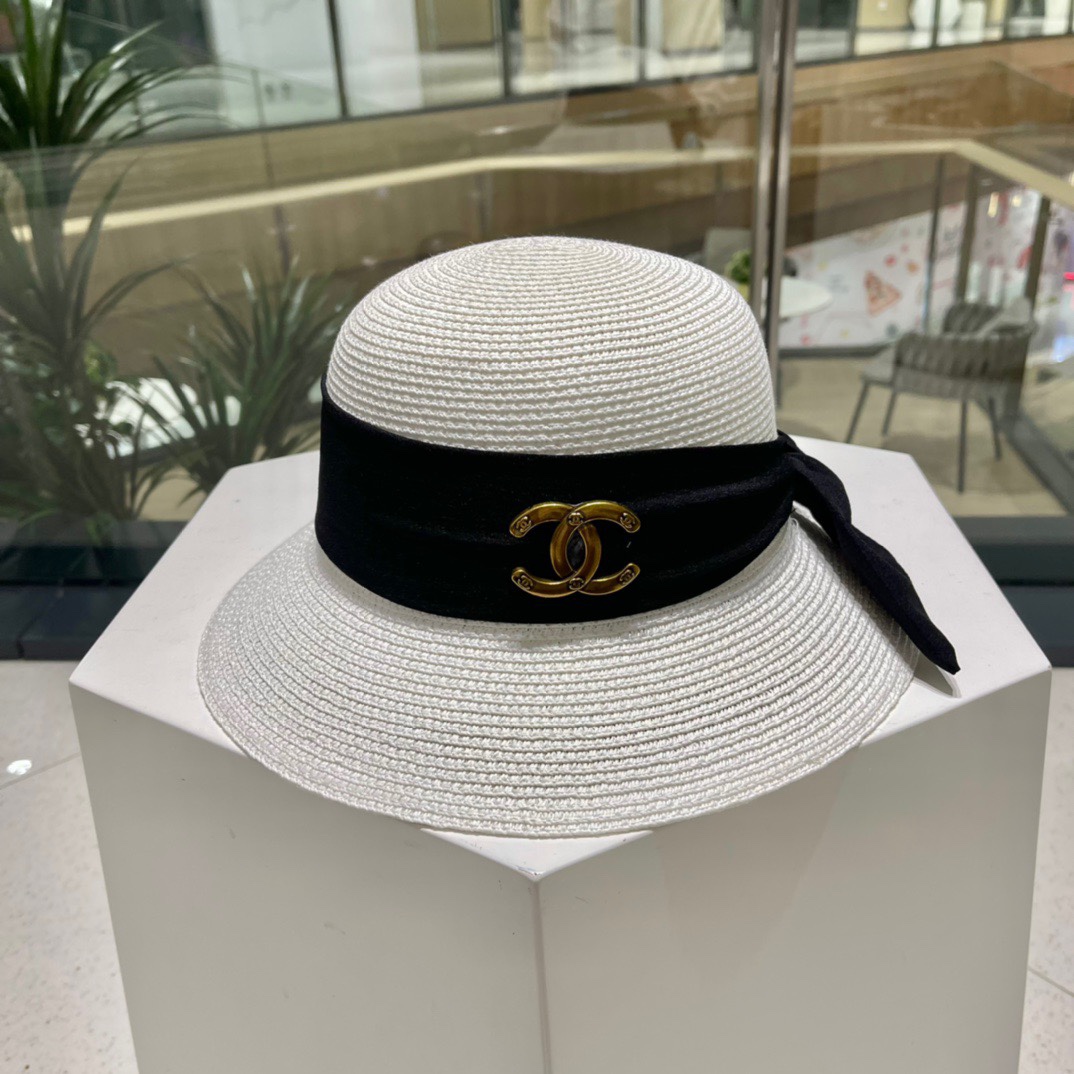 Chanel2023's new straw sunshade straw hat basin