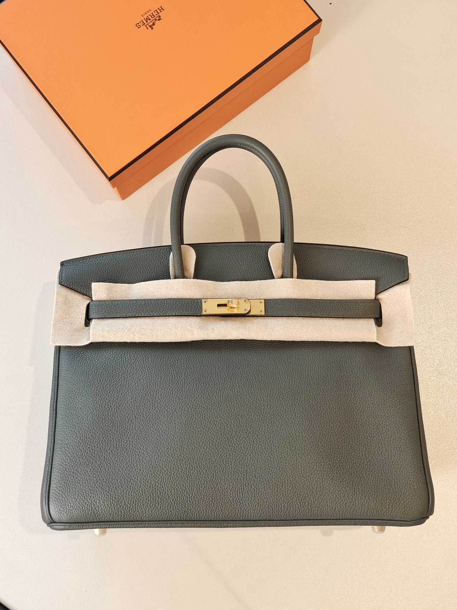 Spot Birkin35 Almond Green Togo Skin