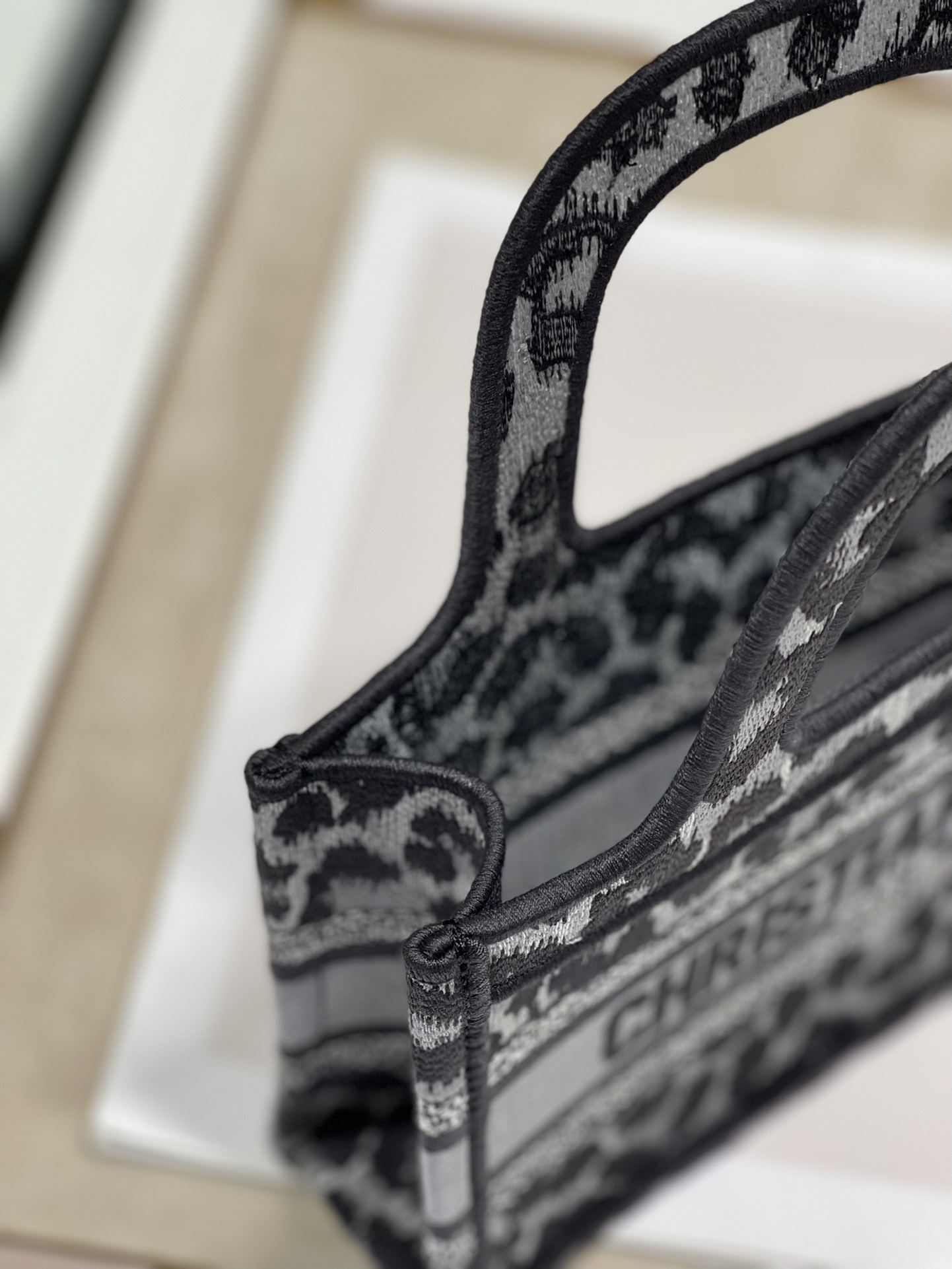 Dior Book Tote Grey Leopard Mini