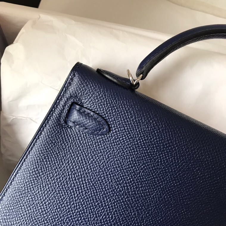 Mini II 7k deep sapphire blue original epsom leather silver buckle