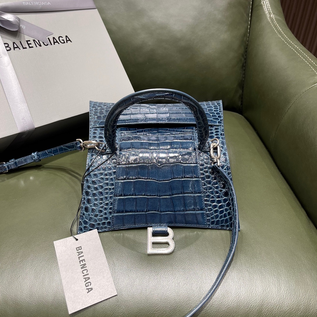 BALENCIAGA 𝐇𝐨𝐮𝐫𝐠𝐥𝐚𝐬𝐬𝐬 𝐒 crocodile-textured cowhide