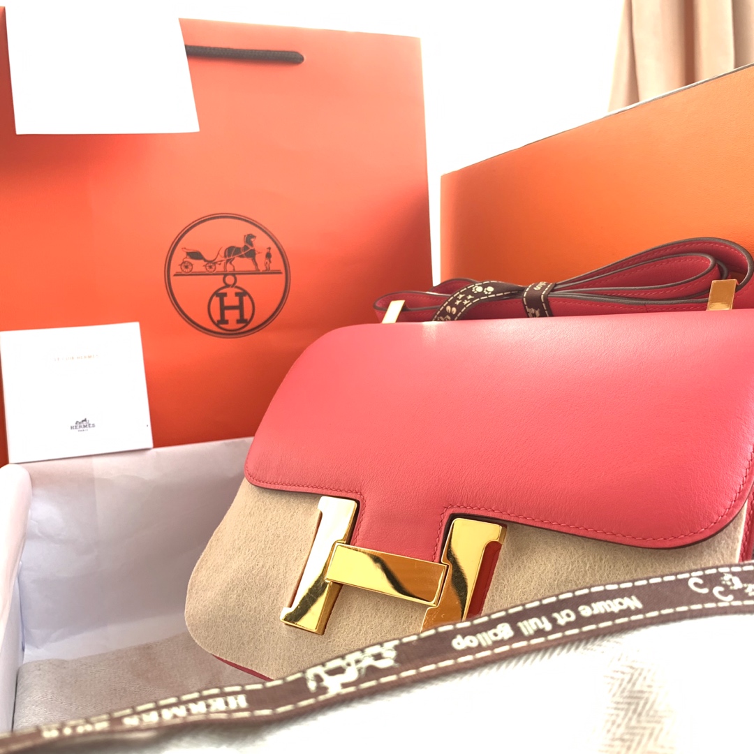 Constance23cm lipstick powder silver buckle swift leather