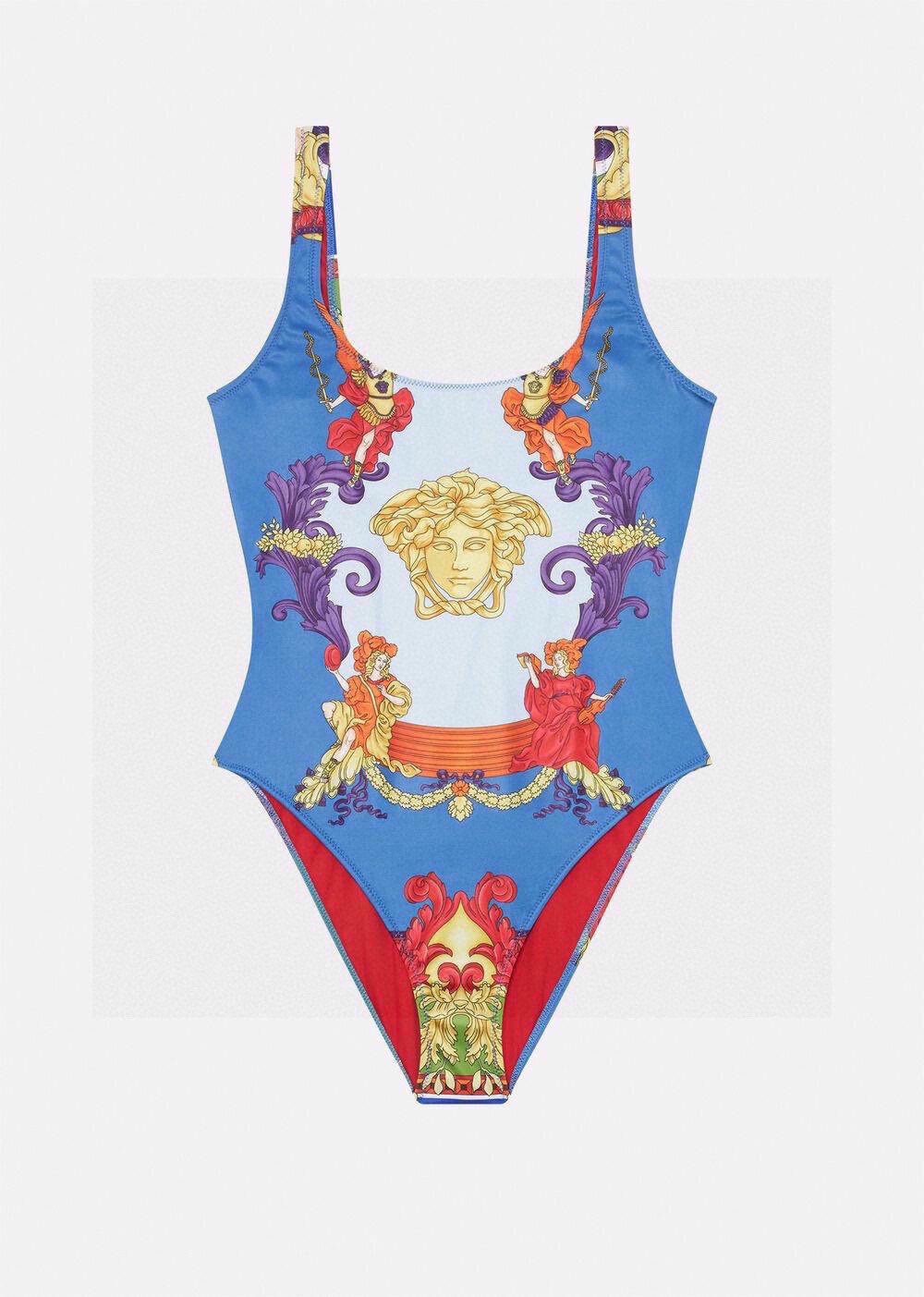 versace new court style lion dading print u-neck halter one piece swimming costume