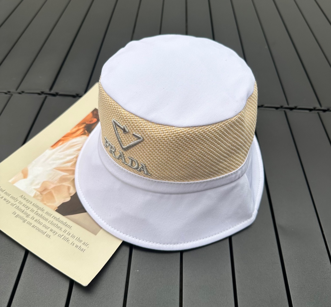 prada classic triangle bucket hat