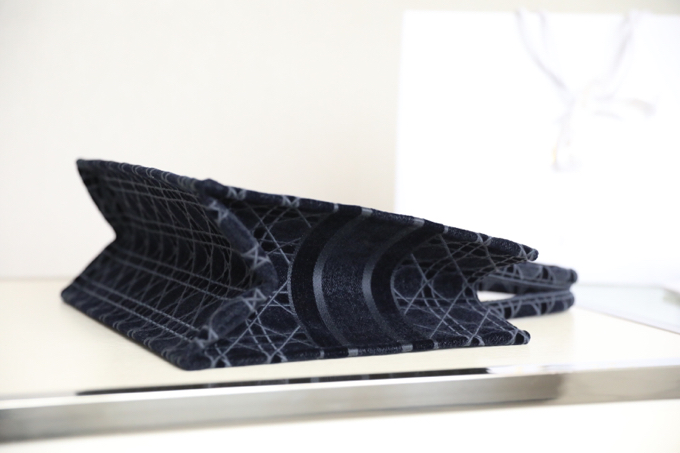 DIOR TOTE embroidered vine check blue