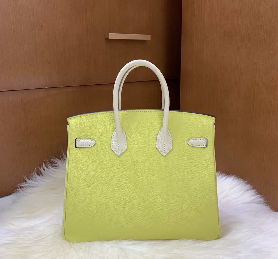 Birkin 25cm epsom lemon yellow ➕ milkshake white gold buckle