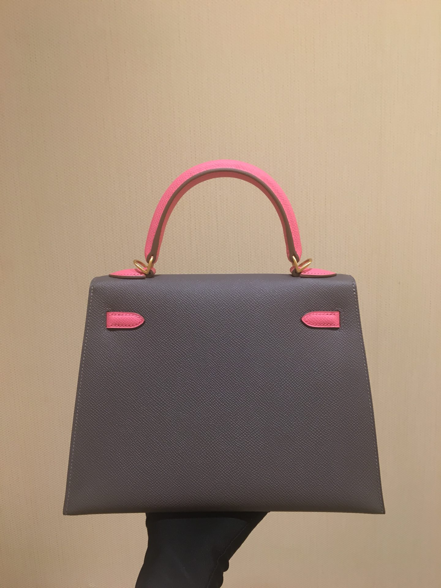 Kelly25cm gold epsom leather tinware gray lipstick powder