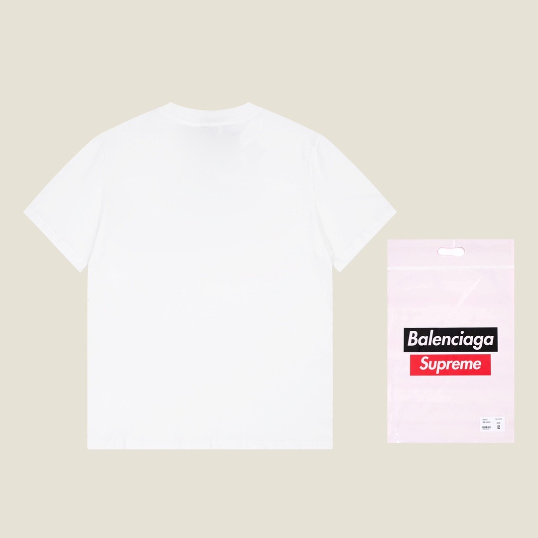 Balenciaga × Supreme 2023 Fall Spring/summer collection simple double LOGOT shirts