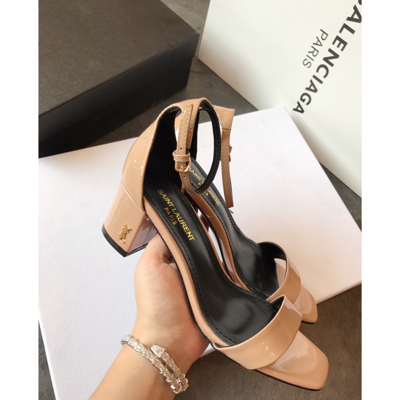 【Saint Laurene Saint Laurent】 YSL summer model thick heeled sandals with 6.5cm high