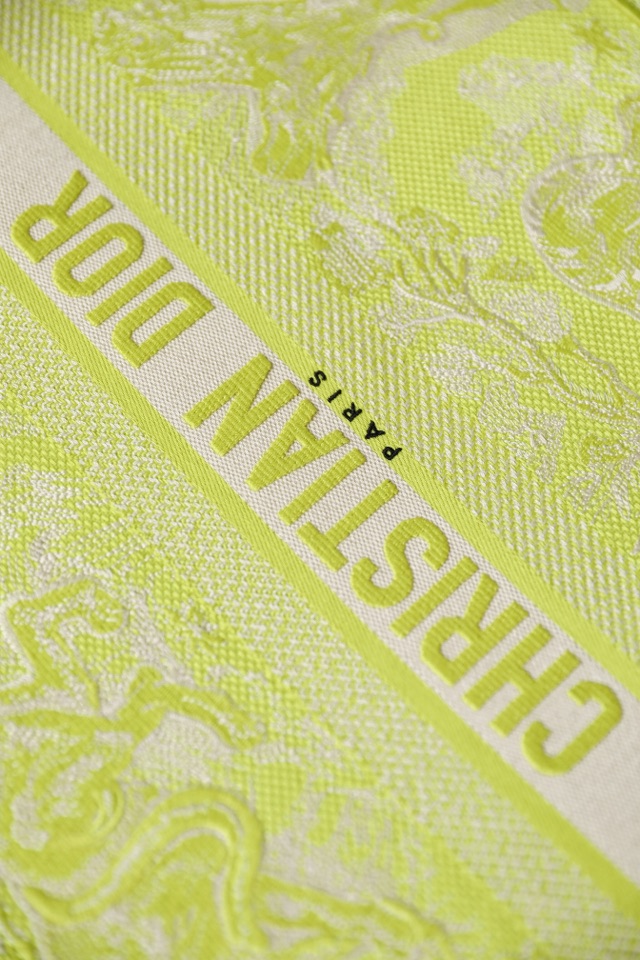 DIOR TOTE Fluorescent green embroidery