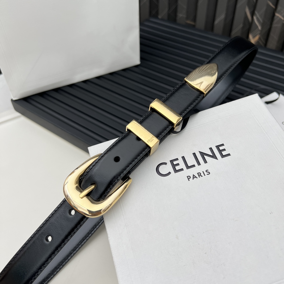 CELINE WESTERN medium belt in smooth calfskin