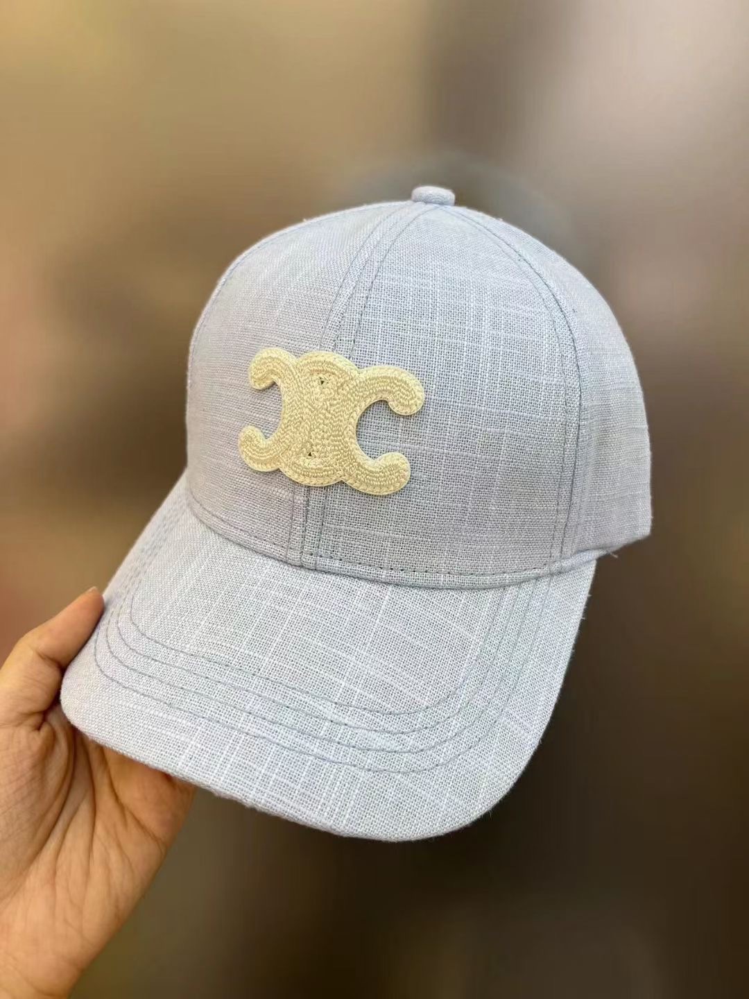 CELINE Cotton Linen Baseball Cap