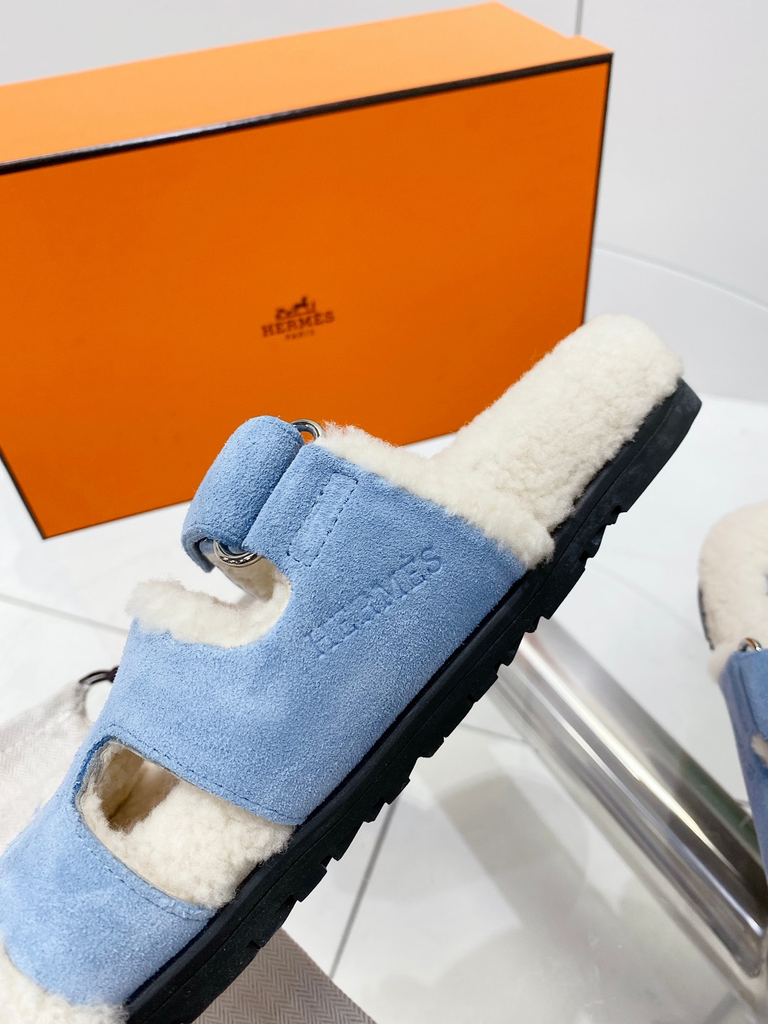Hermes teddy fur uncle shoes