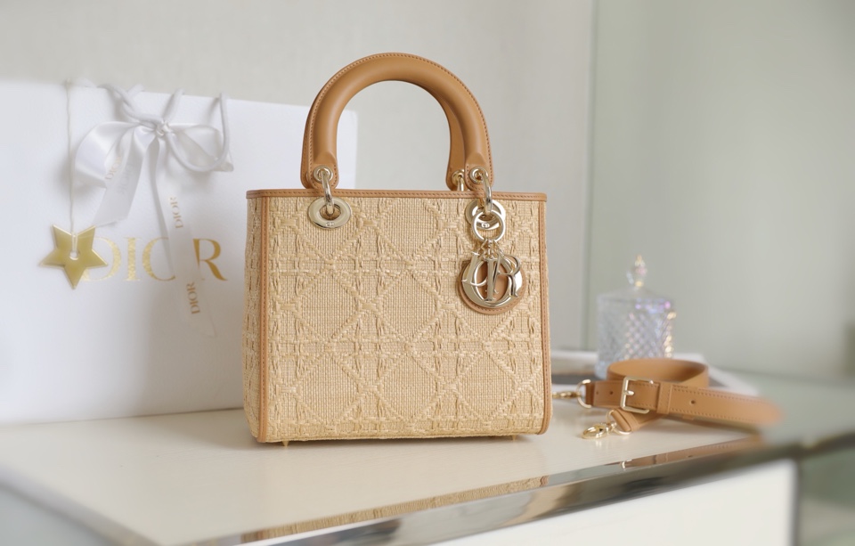 LADY DIOR Raffia Rattan Grid DR-051