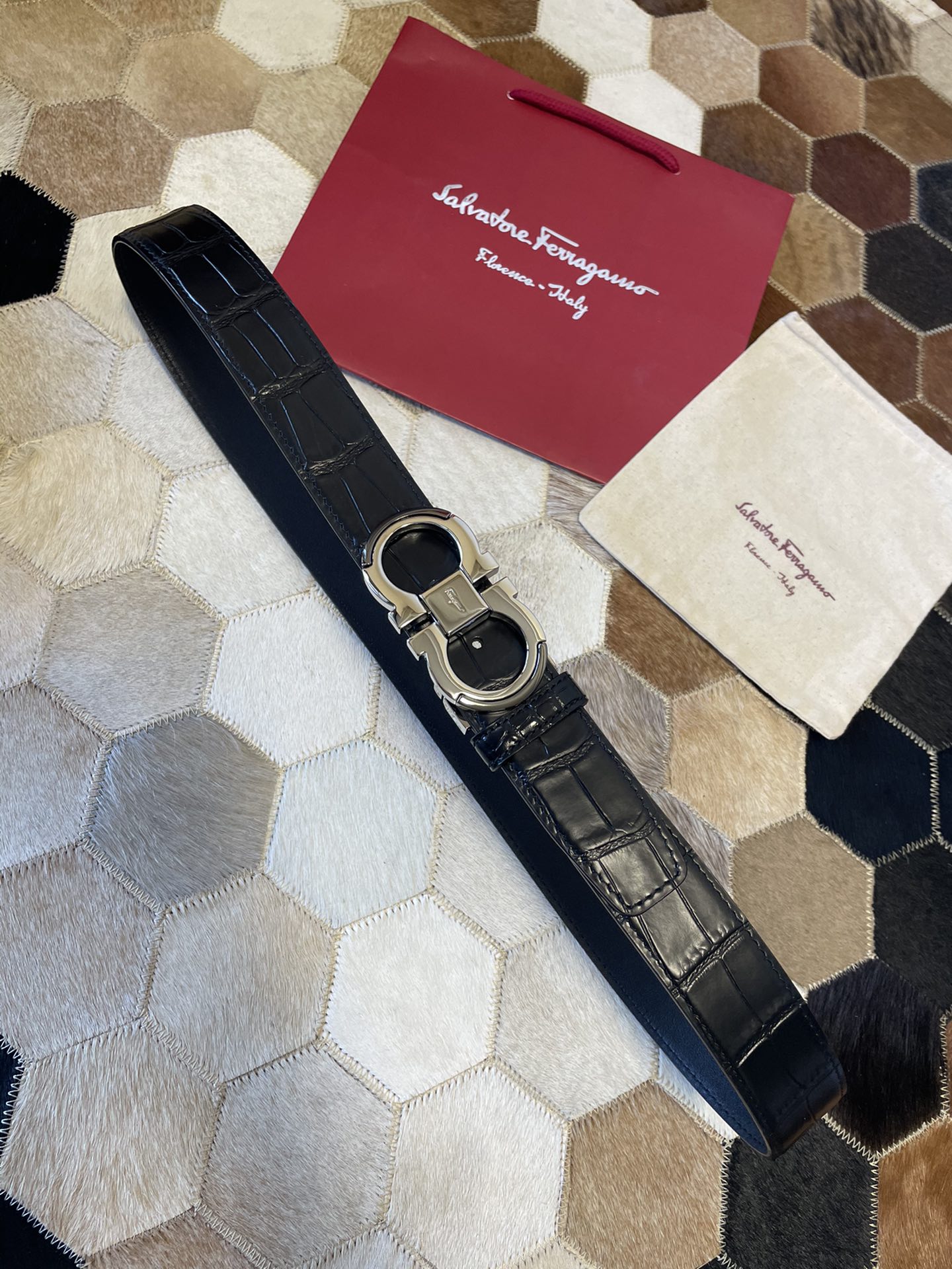 FERRAGAMO new 3.5cmGancio double circle color edge metal clip