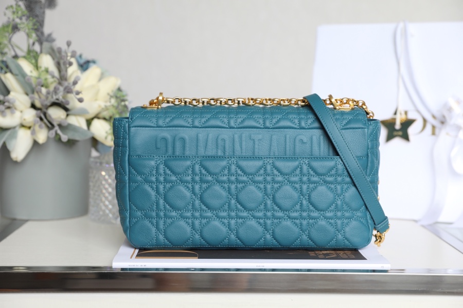 [DlOR CARO] Deep Sea Blue Soft Cow Leather Rattan Lattice