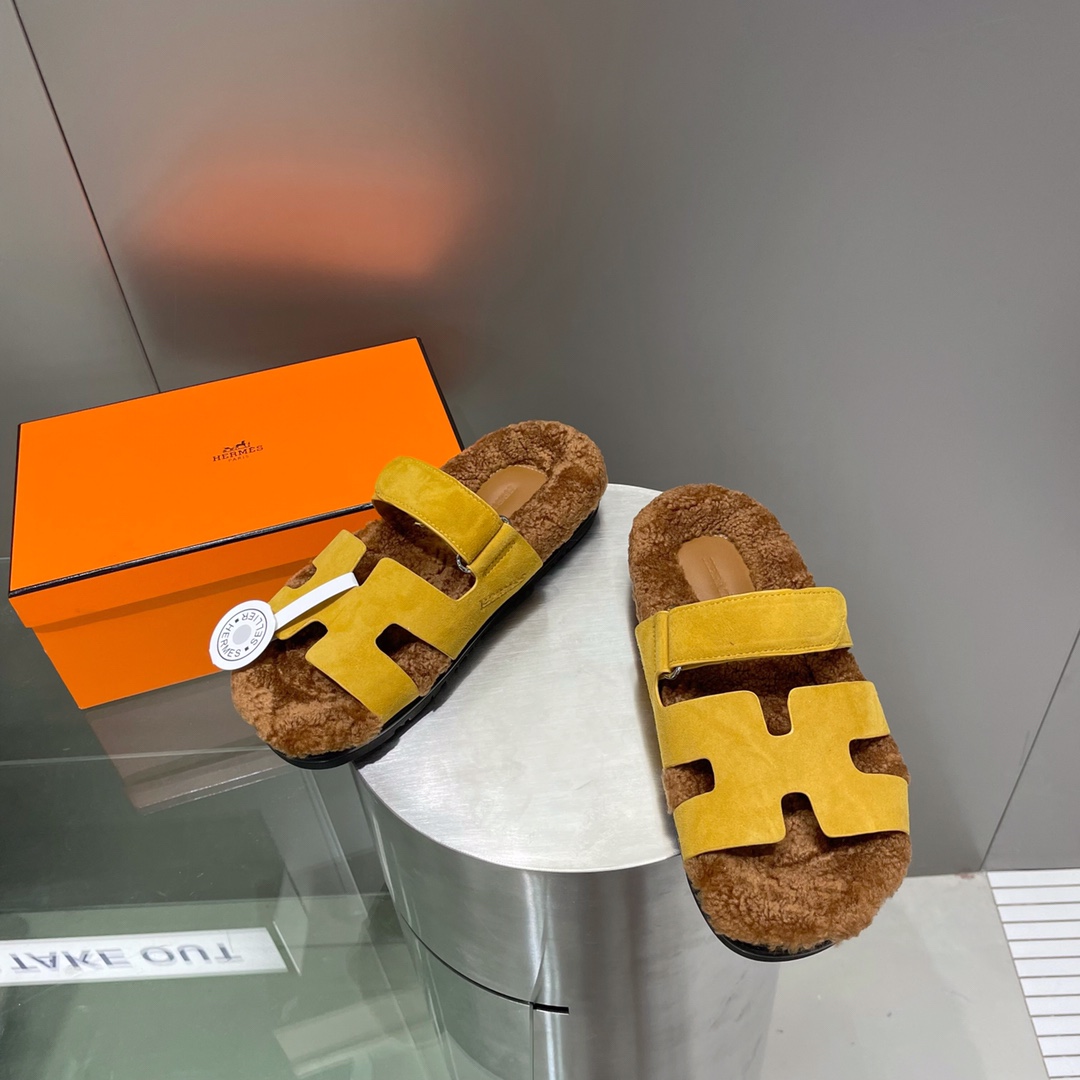 Hermes teddy fur uncle shoes