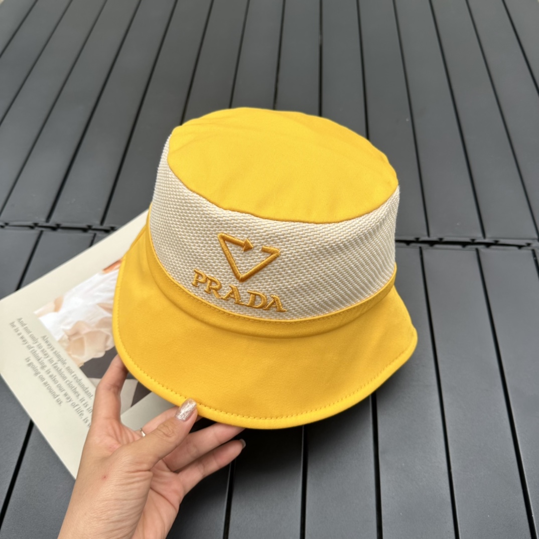 prada classic triangle bucket hat