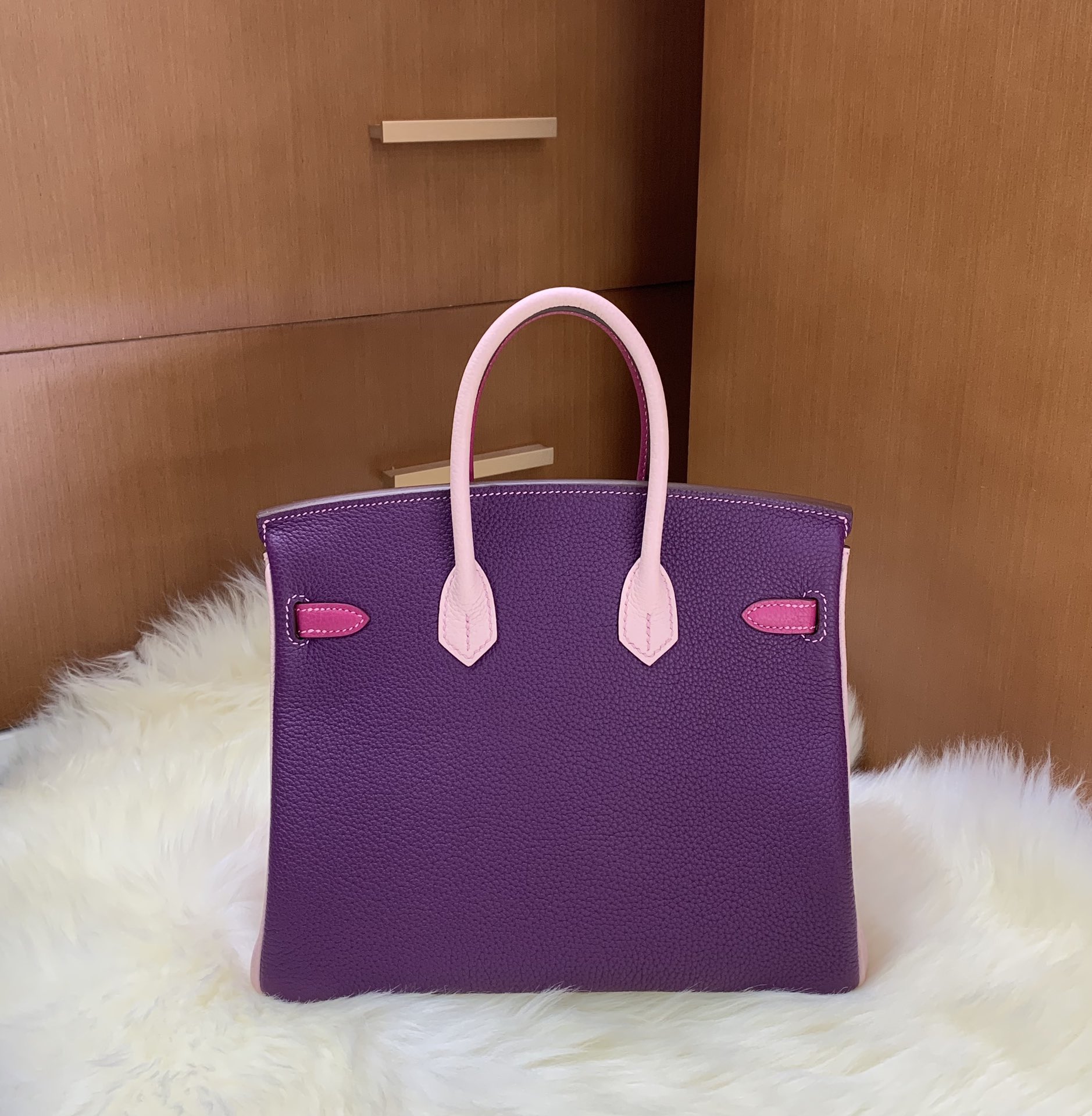 Birkin 25cm togo leather Anemone purple ➕ Rose red ➕ 3Q pink Gold buckle