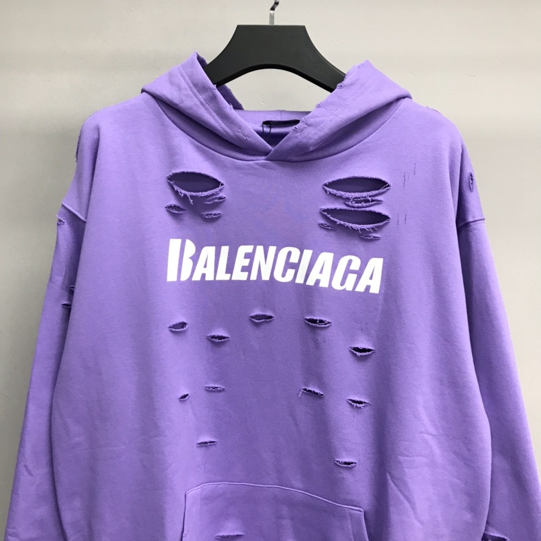 Balenciaga ripped double layer hoodie