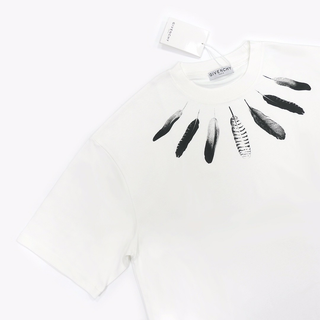 Givenchy 2024ss new summer feather print t-shirt