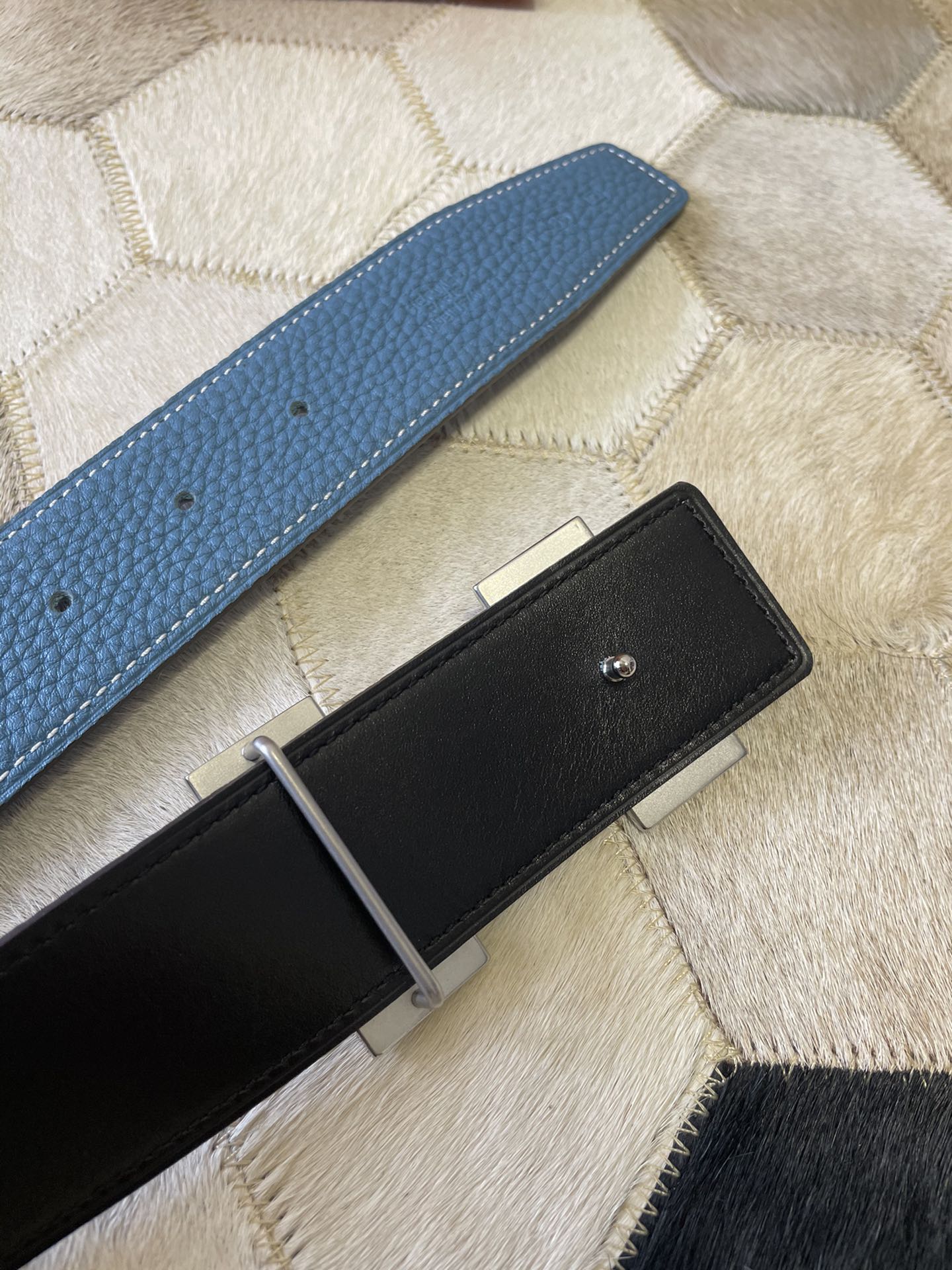 Hermes stainless steel double row diamond hanging buckle