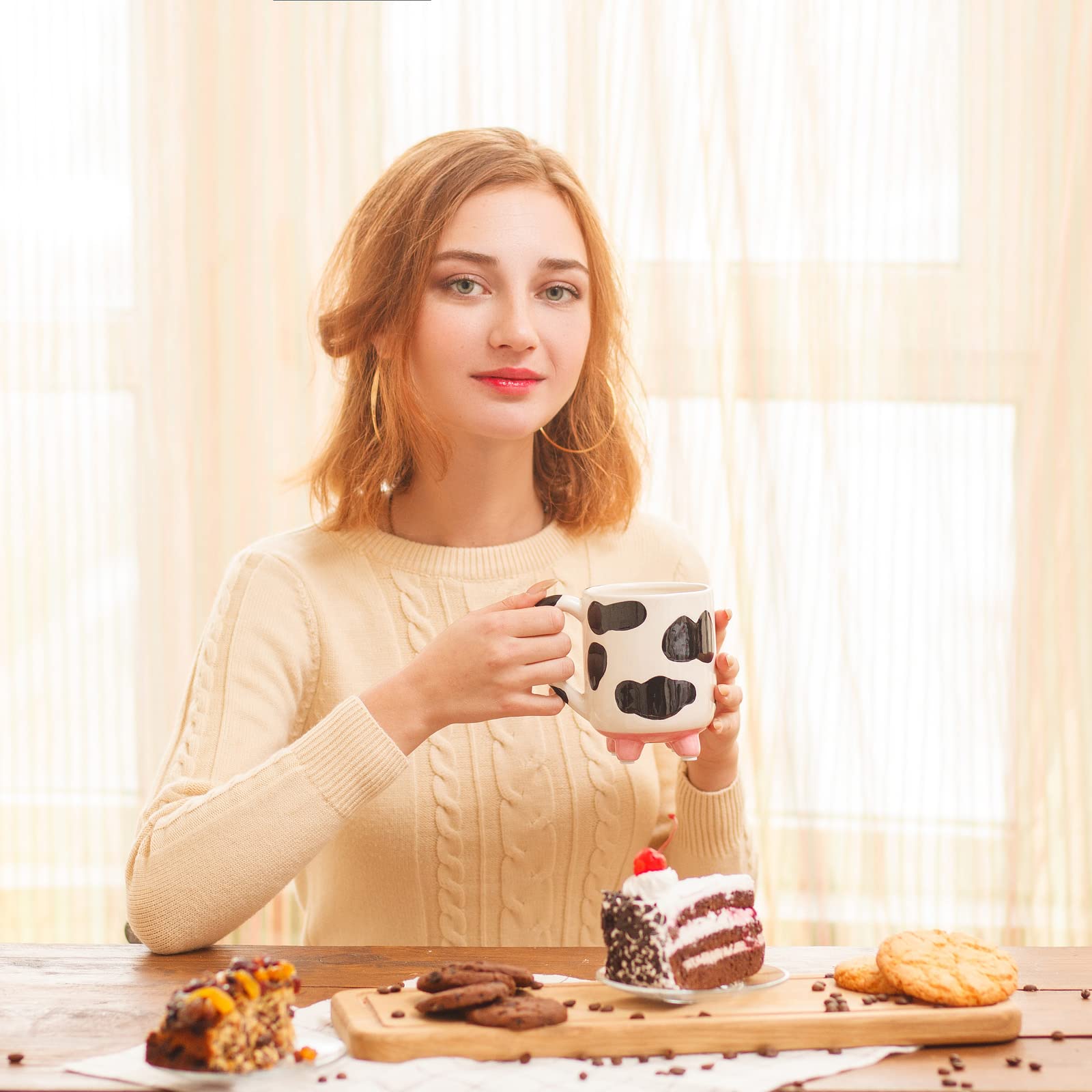 Cow Coffee Mug Cow Stuff 15oz Ceramic Cow Cup - Cow Mug with Udders - Cow Print Cups - Weird Milk Cow Mugs with Udders Cow Print Cup Gifts for Women - Taza de Vaca Cow Lover Gifts