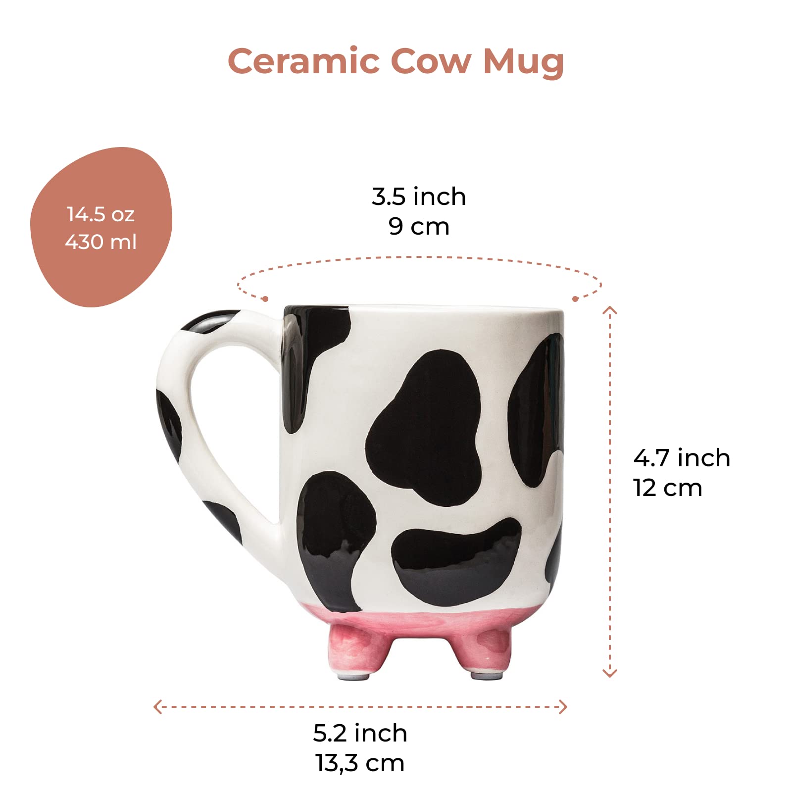 Cow Coffee Mug Cow Stuff 15oz Ceramic Cow Cup - Cow Mug with Udders - Cow Print Cups - Weird Milk Cow Mugs with Udders Cow Print Cup Gifts for Women - Taza de Vaca Cow Lover Gifts