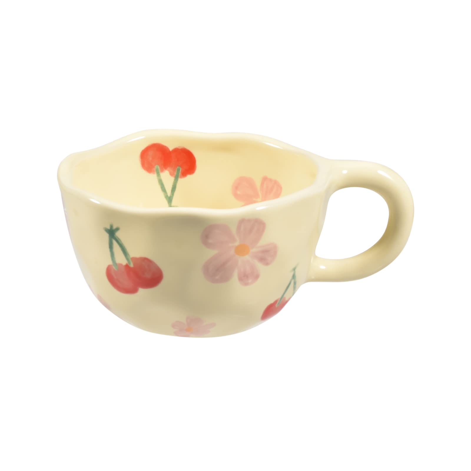 Ceramic Coffee Mug, Creative Flower Cup for Office and Home, Dishwasher and Microwave Safe, 8.5 oz/250 ml for Latte Tea Milk (Pink Cherry)