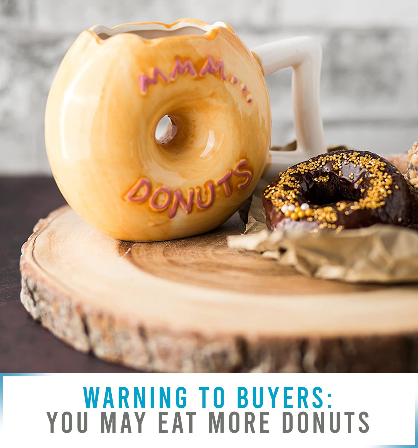 Ceramic Donut Mug - Delicious Pink Glaze Doughnut with Sprinkles - Funny