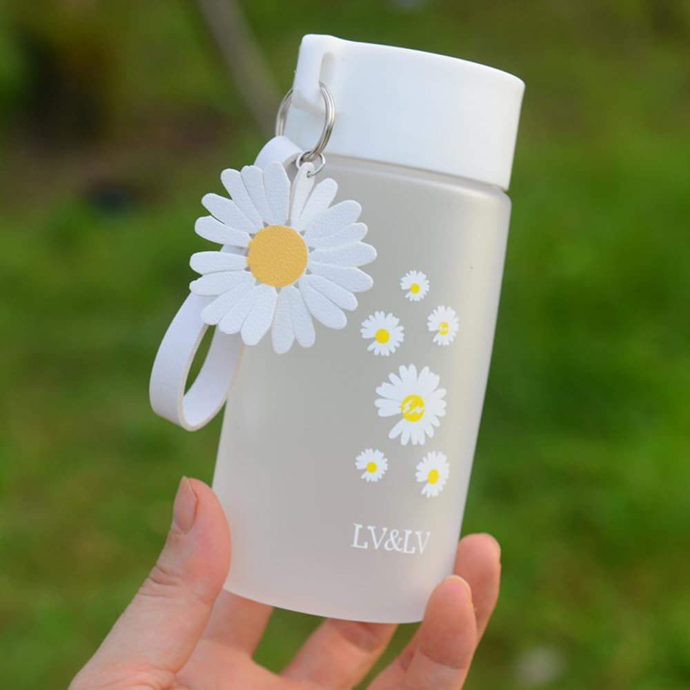 Water Bottle Milk Cup 500ml Plastic Little Daisy Matte Portable Water flower Cup Juicing Bottles Tea Cup Female Student Creative Handy Cup Plastic
