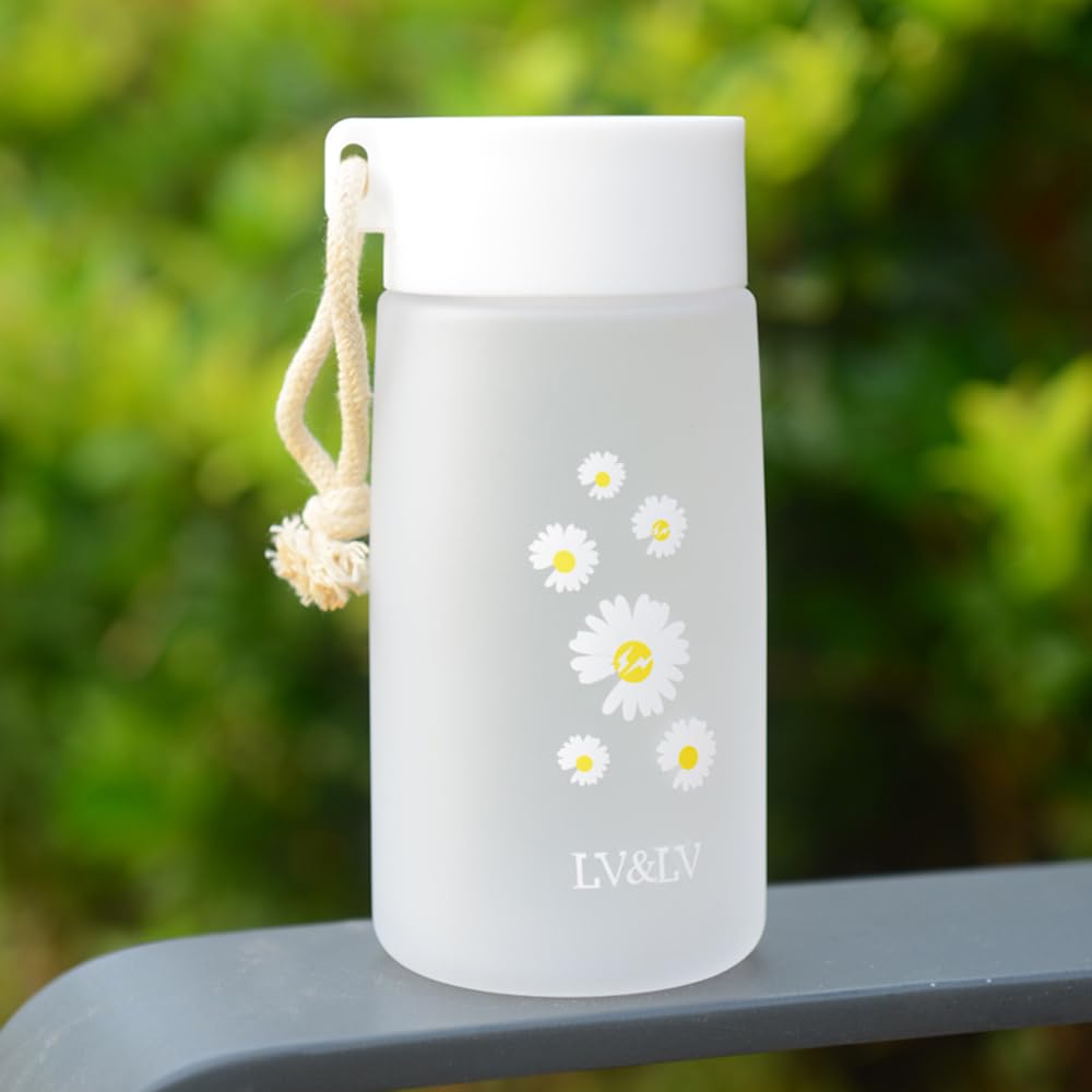 Water Bottle Milk Cup 500ml Plastic Little Daisy Matte Portable Water flower Cup Juicing Bottles Tea Cup Female Student Creative Handy Cup Plastic