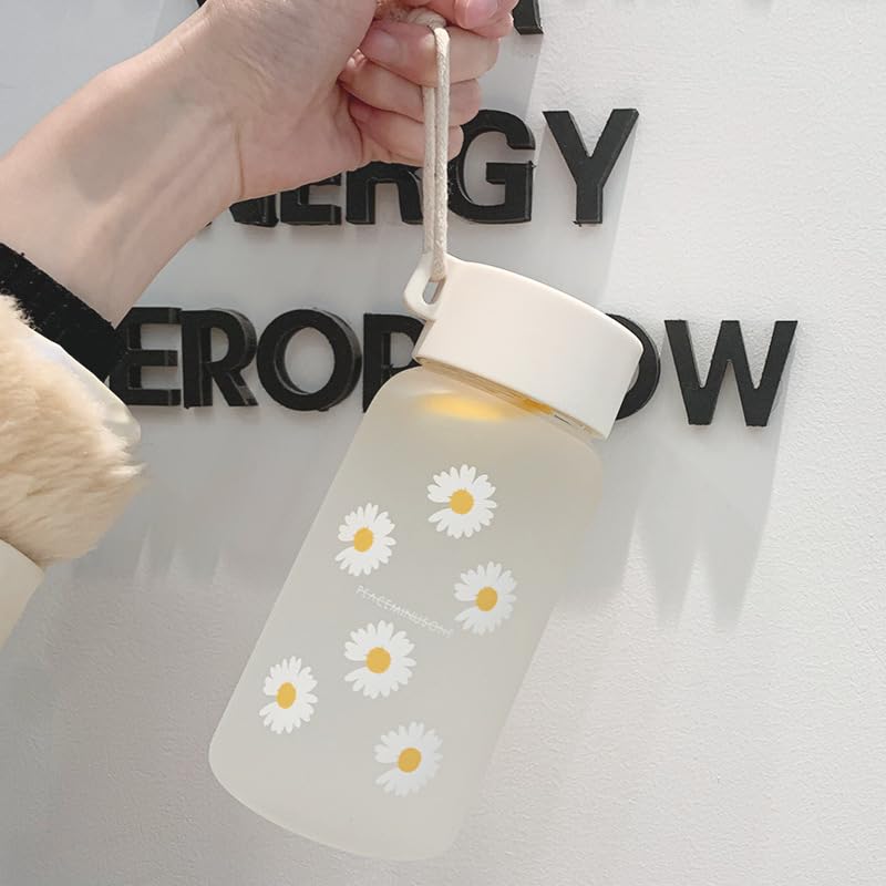 Water Bottle Milk Cup 500ml Plastic Little Daisy Matte Portable Water flower Cup Juicing Bottles Tea Cup Female Student Creative Handy Cup Plastic