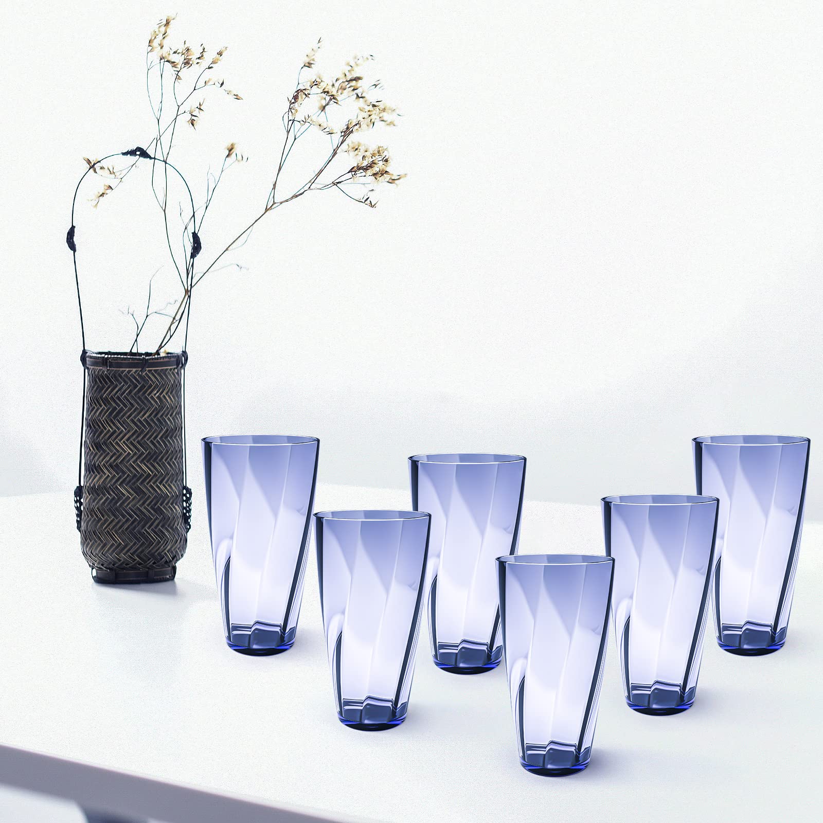Unbreakable Plastic Cups Plastic Highball Drinking Glasses Tumbler, Large Water Tumbler Set (Set Of 6, 25 Oz) Dishwasher Safe (New Blue)